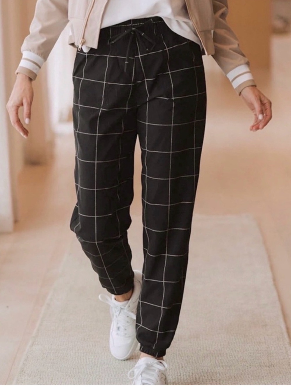 Albion Black Windowpane Jetsetter Jogger Pants